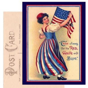 Pretty Vintage Fourth of July Patriotic Flag Postcard