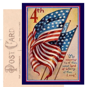 Pretty Vintage Fourth of July Patriotic Flag Postcard
