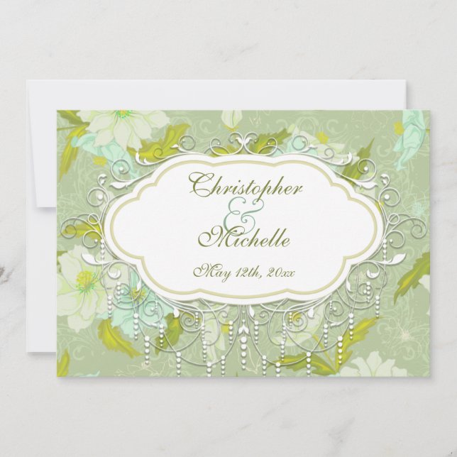 Pretty Vintage Gardenia Flower Wedding Invitation (Front)