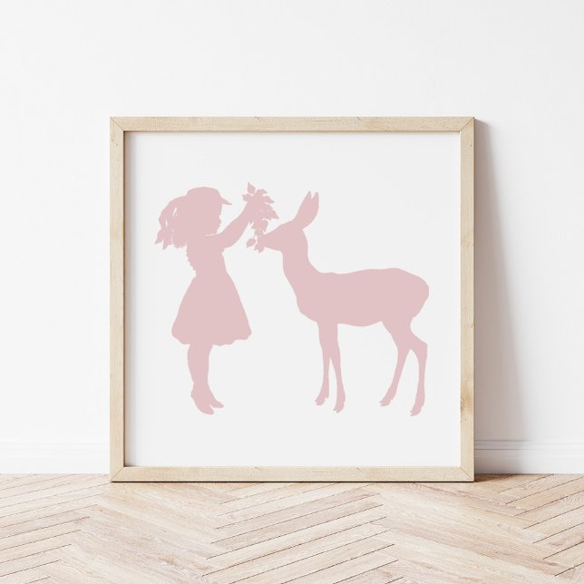 Pretty Vintage Girl and Deer Silhouette Poster (Creator Uploaded)