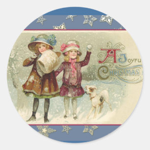 Pretty Vintage Happy Holidays Cards and Postcards Classic Round Sticker