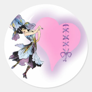 Pretty Vintage heart flower fairy - customise it Classic Round Sticker
