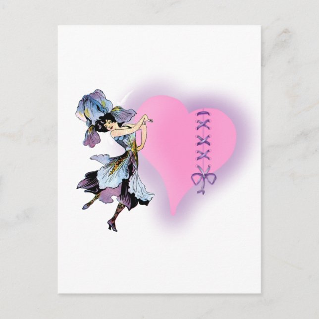 Pretty Vintage heart flower fairy - customise it Postcard (Front)