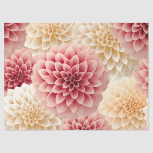 Pretty Vintage Inspired Bright Pastel Dahlia  Tissue Paper (Front)