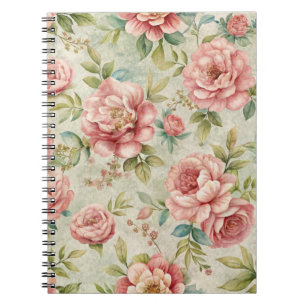 Pretty Vintage Inspired Pink Floral Notebook