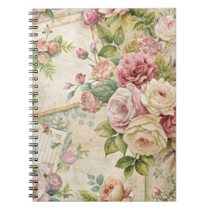 Pretty Vintage Inspired Pink Floral   Notebook