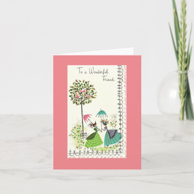 Pretty Vintage Ladies Friendship Card (Front)