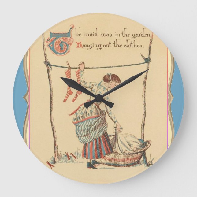 Pretty Vintage Lady Large Clock (Front)