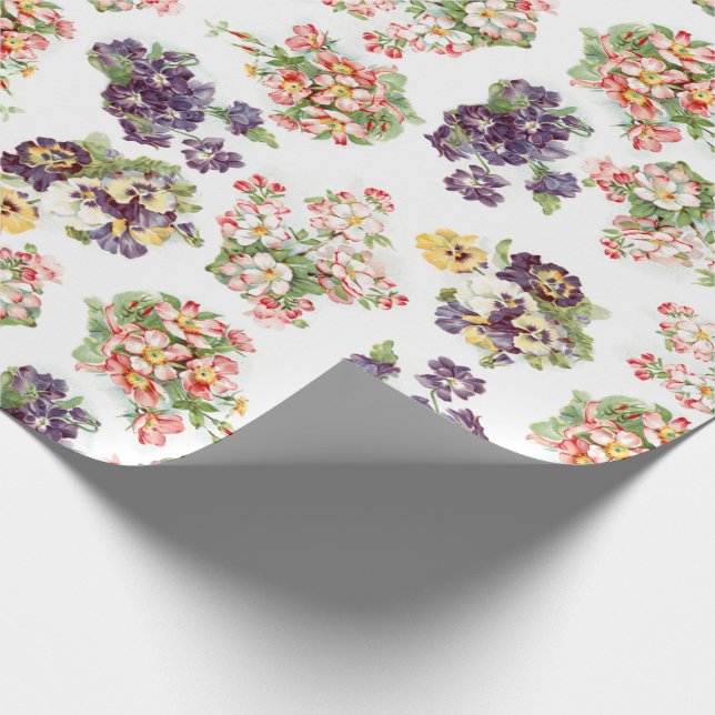 Pretty Vintage Mixed Flowers Wrapping Paper (Corner)