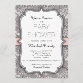 Pretty Vintage Paisley Pink Baby Shower Invitation