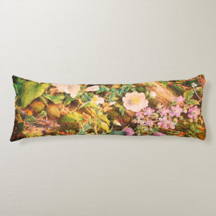 Pretty Vintage petunias flowers floral painting Body Cushion
