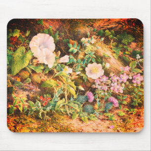 Pretty Vintage petunias flowers floral painting Mouse Mat