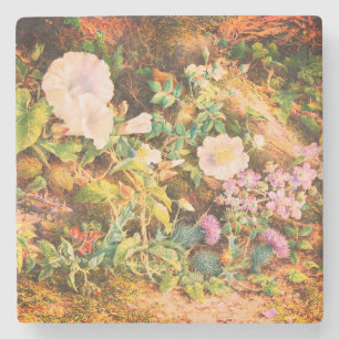 Pretty Vintage petunias flowers floral painting Stone Coaster