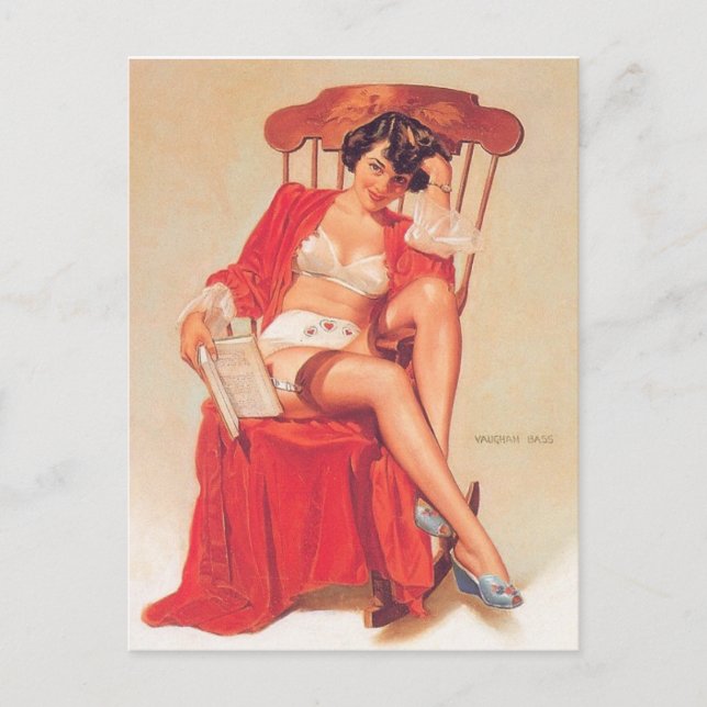 Pretty Vintage pin up Postcard (Front)