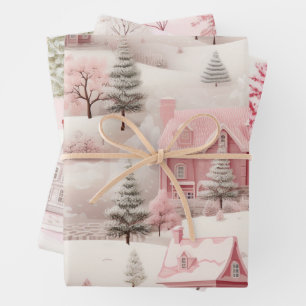 Pretty Vintage Pink Christmas Wrapping Paper Sheet