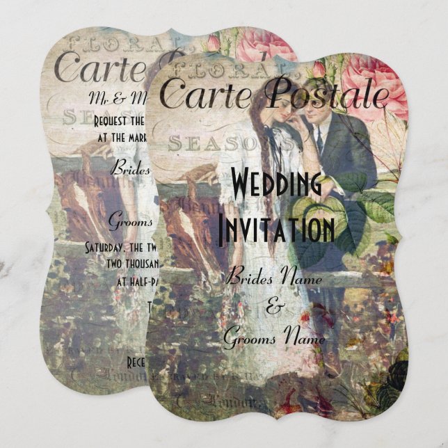 Pretty vintage postcard wedding (Front/Back)