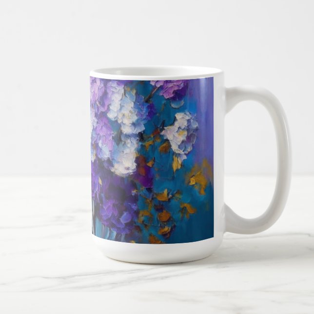 Pretty Vintage Purple Flowers Coffee Mug (Right)