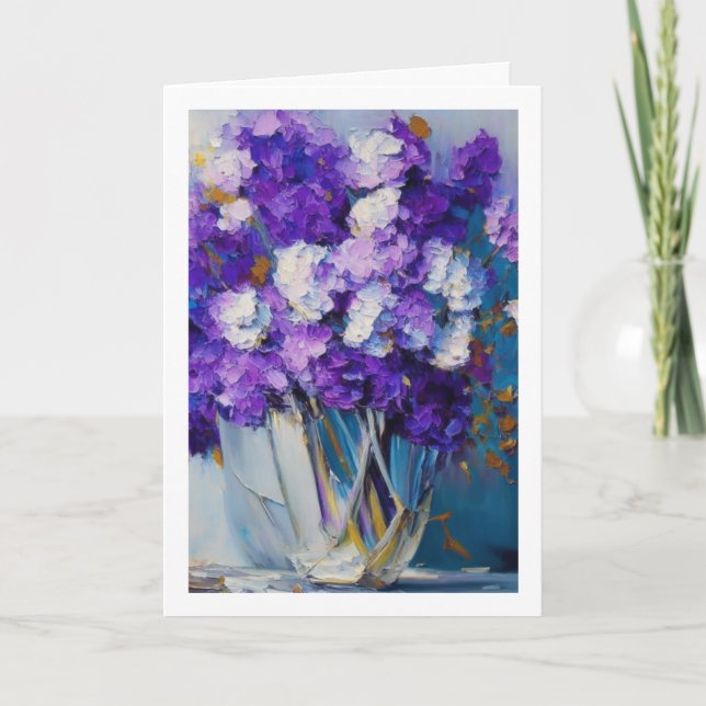 Pretty Vintage Purple Flowers | Happy Birthday Card (Front)