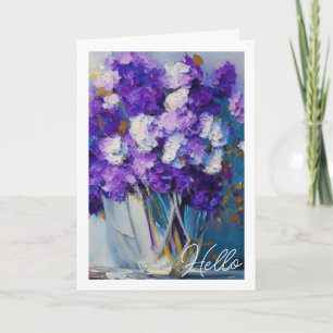 Pretty Vintage Purple Flowers   Hello Card