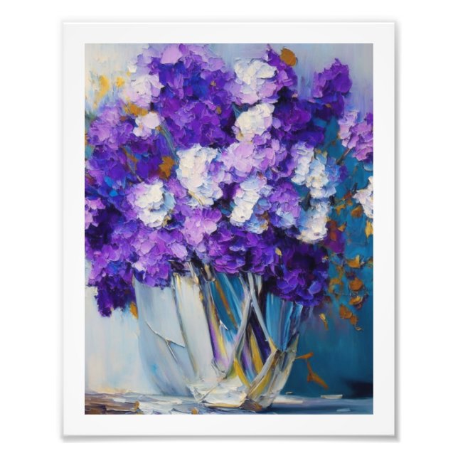 Pretty Vintage Purple Flowers Photo Print (Front)