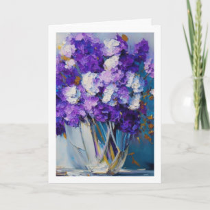 Pretty Vintage Purple Flowers   Thinking of You Card