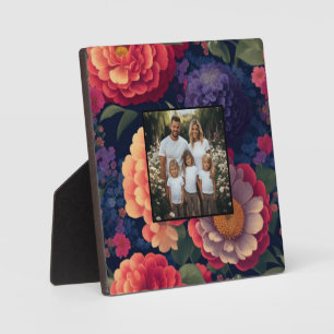 Pretty vintage red purple floral personalise photo plaque