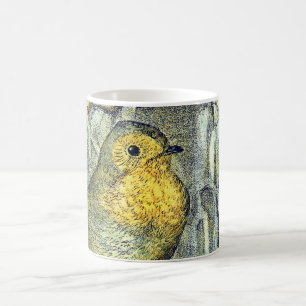 Pretty Vintage Robin bird on a snowy branch Coffee Mug
