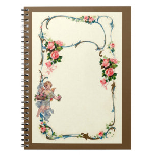 Pretty Vintage Rose & Cherub Border Decoration Notebook