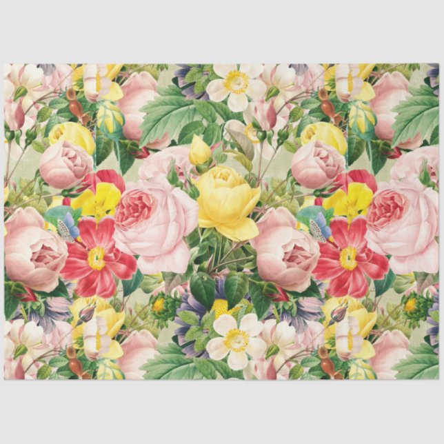 Pretty Vintage Rose Floral Medley Tissue Paper (Front)