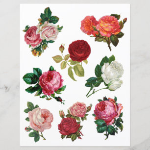 Pretty Vintage Roses Fussy Cut Scrapbook Paper