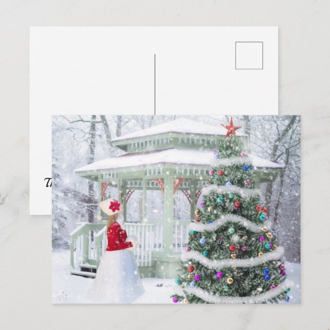 Pretty Vintage Rustic Holiday Tree Christmas (Front/Back)