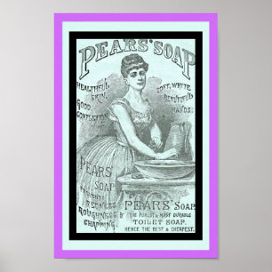 Pretty Vintage Soap Ad Hand Washing copy c. 1880 Poster