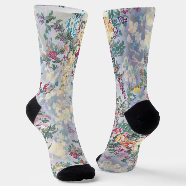 Pretty Vintage Style Floral Crazy Socks (Angled)