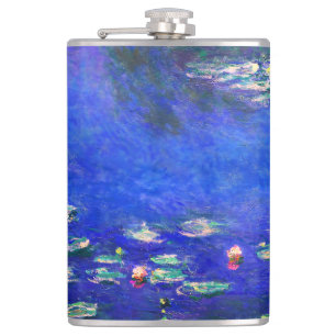Pretty Vintage Water Lilies by Claude Monet Hip Flask