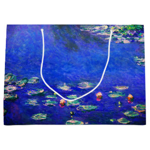 Pretty Vintage Water Lilies by Claude Monet Large Gift Bag