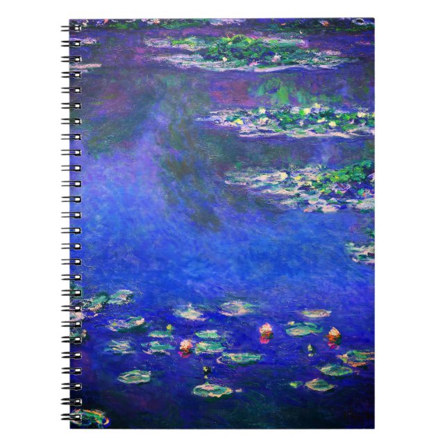 Pretty Vintage Water Lilies by Claude Monet Notebook (Front)