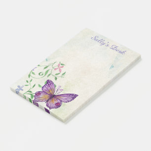 Pretty Vintage Watercolor Butterfly Personalised Post-it Notes