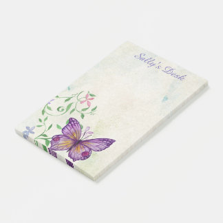 Pretty Vintage Watercolor Butterfly Personalised Post-it Notes