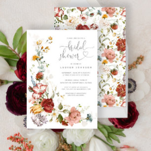 Pretty Vintage Watercolor Floral Bridal Shower Invitation