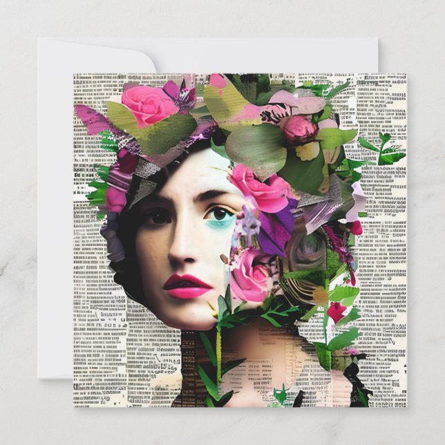 Pretty Vintage Woman Paper Collage Art (Front)