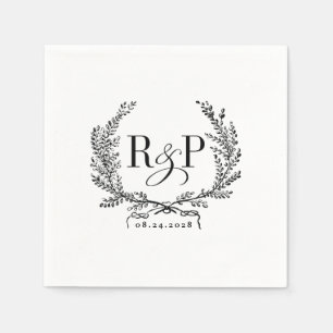 Pretty Vintage Wreath Napkins with Monogram & Date