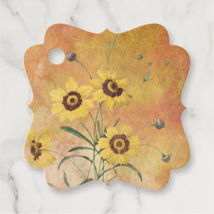 Pretty Vintage Yellow Flowers Favour Tags