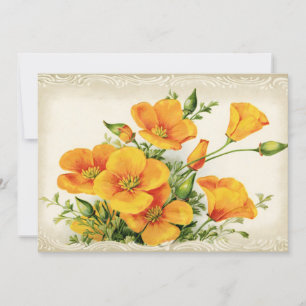Pretty Vintage Yellow Flowers Holiday Card