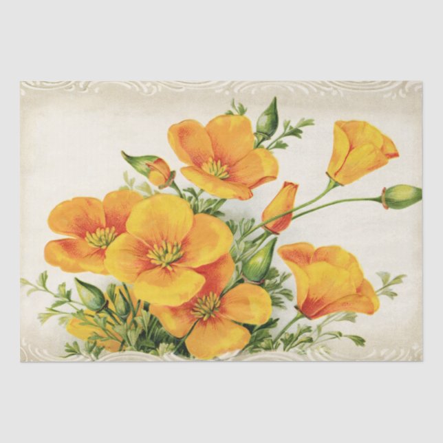 Pretty Vintage Yellow Flowers  Tissue Paper (Front)