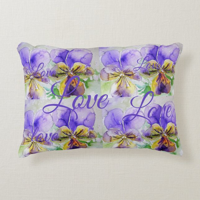 Pretty Viola Flower Floral Purple Pattern Love Decorative Cushion (Front)