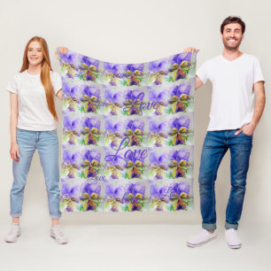 Pretty Viola Flower Floral Purple Pattern Love Fleece Blanket