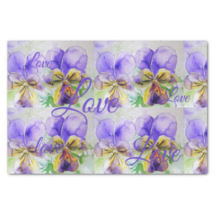 Botanical Violets Pressed Flower Vintage Tissue Paper