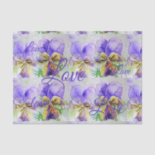 Pretty Viola Flower Floral Purple Pattern Love Tissue Paper