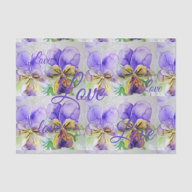 Pretty Viola Flower Floral Purple Pattern Love Tissue Paper (Front)