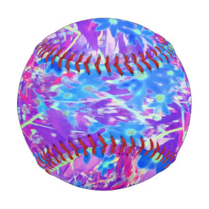 Pretty Violet Blue and Lime Green Flowers Baseball
